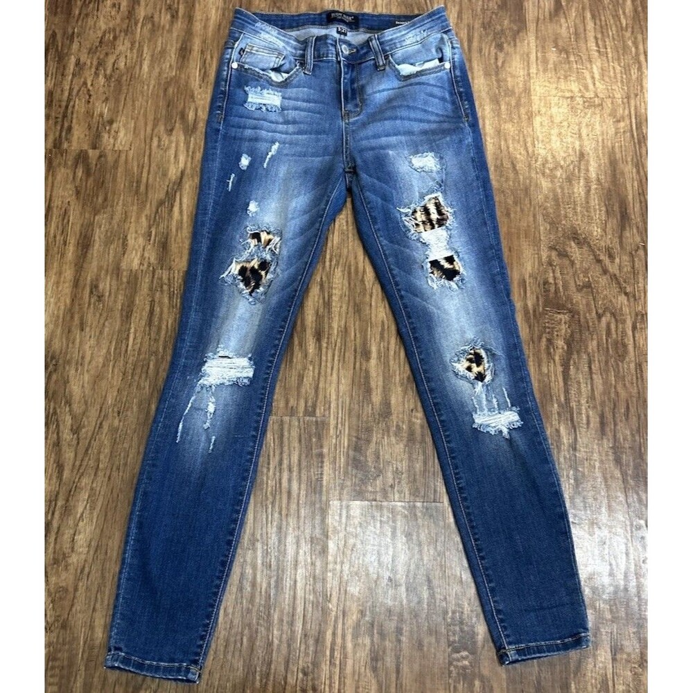 Judy Blue Skinny Fit Jeans Women’s 5/27 ( 27x28) Leopard Print Distressed